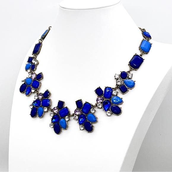 Simple Addiction Blue Rhinestone Statement Necklace - Picture 4 of 5